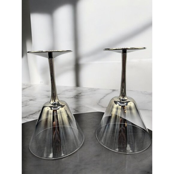 Set of 2 Faded Silver Martini Glasses Glassware 7" - Picture 3 of 7